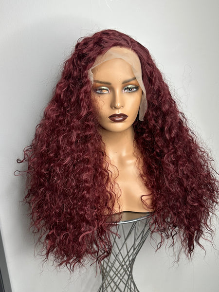Burgundy T Part Wig 24 “ human Hair