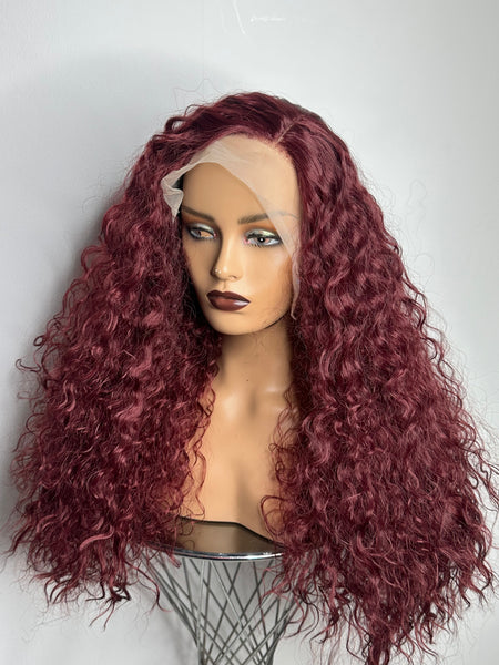 Burgundy T Part Wig 24 “ human Hair