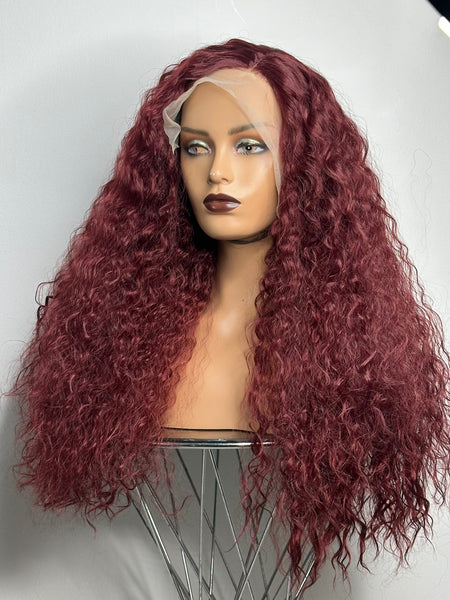 Burgundy T Part Wig 24 “ human Hair